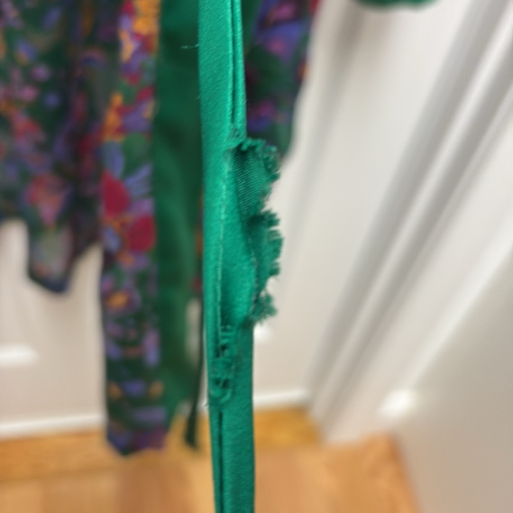 Vintage‎ Victorias Secret Belted Robe Kimono Gold Label Sheer Green Floral - Picture 5 of 9